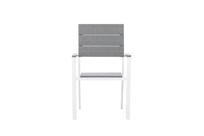 2er Set - Gartenstuhl Vita in Weiß/Grau aus Aluminium und Aintwood-Sitzfläche