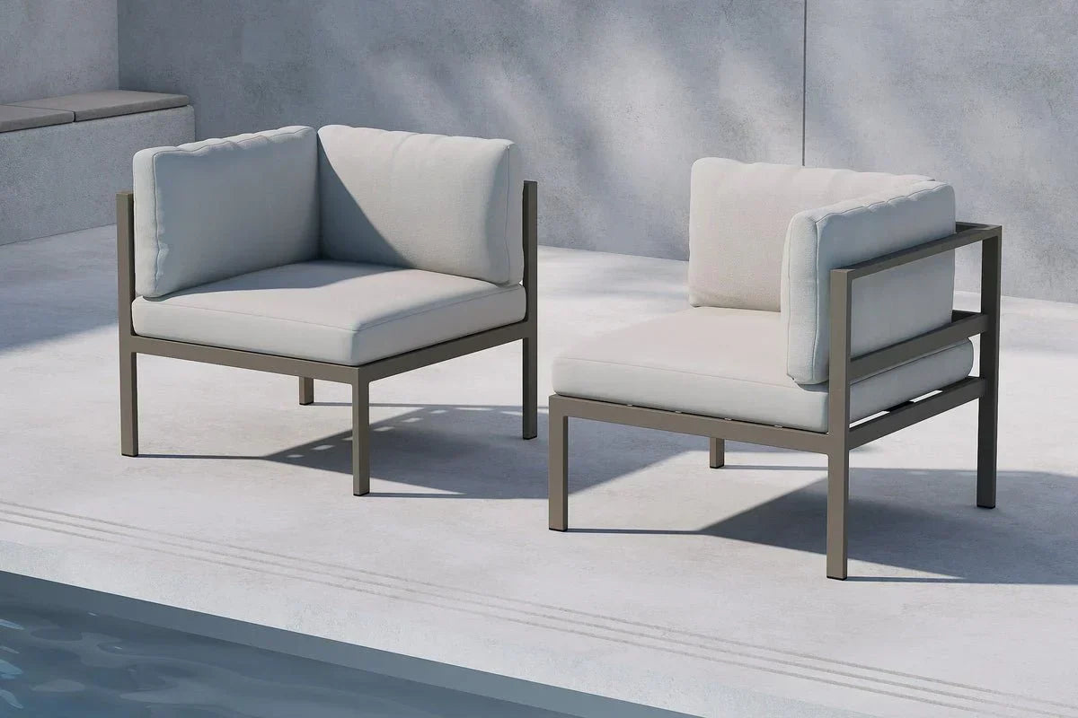 Gartenbank Eckmodul Borelio - Aus Aluminium in den Farben Khaki und Beige