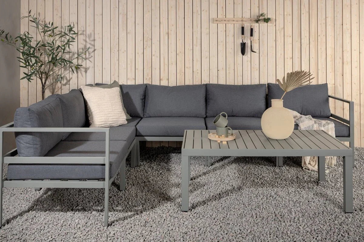 Gartenbank Eckmodul Borelio - Aus Aluminium in den Farben Khaki und Beige